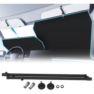 2026 Retractable Windshield Sun Shade Automatic Car Sunshade for Windshield, UV & Heat Protection, Keep Cool and Protect Interior, Adjustable Universal Fit for Car Trucks SUVs (Not for High Curve)