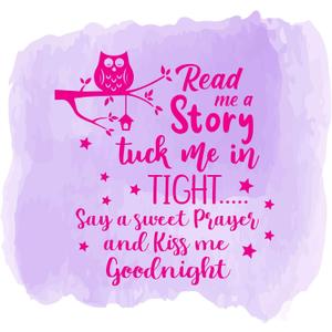 Children Tuck Me in Tight Adorable Quote Wall Decal Decoration Say a Sweet Prayer Beautiful Little Stars Cute Baby Owl Lasts Years and Easily Removable - Size: 40 in(W) x 36 in(H)