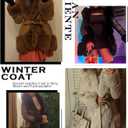 GRAN ORIENTE Women's Faux Leather Coat with Faux Fur Collar,Winter Warm Belted Mid Length Trim Jacket Fur Lined with Hood (Black)