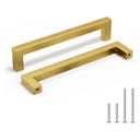 homdiy 30 Pack 6-1/4 Inch Gold Handles for Cabinets Kitchen Cabinet Handles Brushed Brass Cabinet Pulls Gold Hardware for Cabinets Stainless Steel Modern Hardware