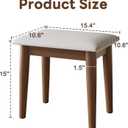 Vanity Stool, Solid Wood Vanity Chair with High-Rebound Sponge Seat Cushion, Easy Assembly Vanity Bench, Walnut Upholstered Vanity Stool for Bedroom Study Room Entryway, Small