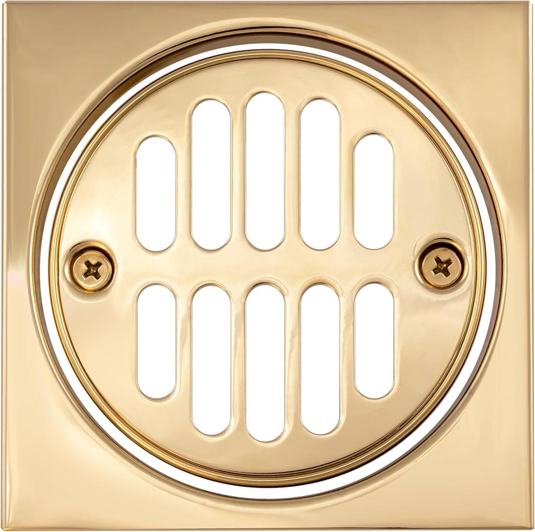Westbrass Shower Strainer Set Square with Crown, Polished Brass, D313-03