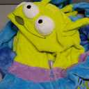 COSUSKET Snug Fit Unisex Adult Onesie Pajamas, Flannel Cosplay Animal One Piece Halloween Costume Sleepwear Home wear (Green/Blue)