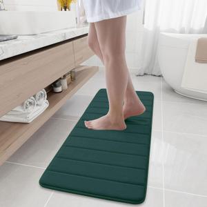 Buganda Memory Foam Bath Mat, 47" x 17", Ultra Soft and Non-Slip Bathroom Rugs, Water Absorbent and Machine Washable Bath Rug for Bathroom, Shower, and Tub, Dark Green