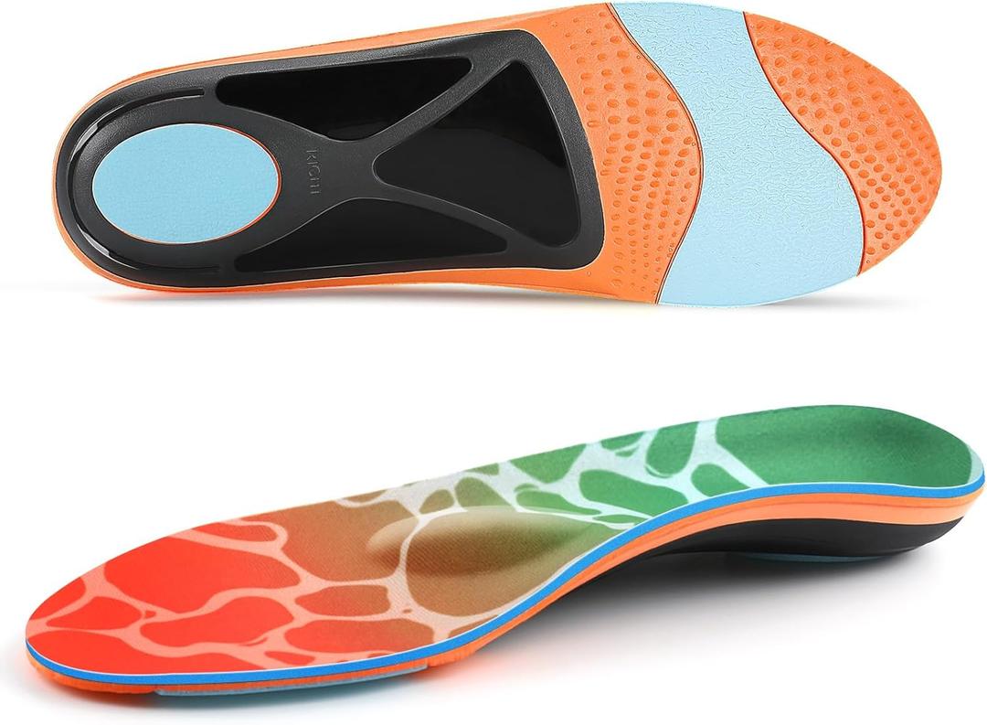 Arch Support Metatarsalgia Insoles with Metatarsal Pads for Men and Women - Ball of Foot Pain Relief Orthotics - Morton's Neuroma Pain Relief Insoles - Shoe Inserts for Plantar Fasciitis, Flat Feet (Men 7-7.5 | Women 9-9.5 (10.27"), Orange)