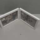 decorUhome Double 7x5 Picture Frame Horizontal, Engineered Wood Bifold Photo Frame with Plexiglass for Tabletop Display, 7x5, White