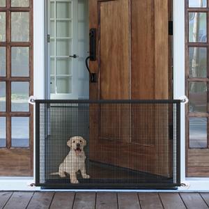 Mesh Dog Gates for Pets, Magic Pet Gate for The House, Portable Puppy Safety Fence Guard for Stairs and Doorways, Easy Install Anywhere, 70" W x 30" H, 8 Hooks