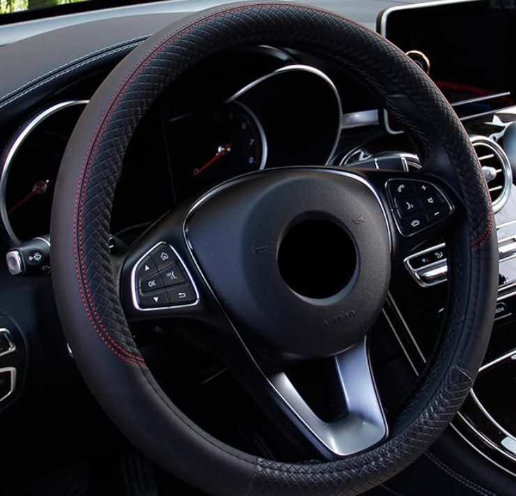 Car Steering Wheel Cover 37cm 38cm Auto Interior PU Leather Steering Wheel Cover Automobiles Universal Four Seasons Accessories 