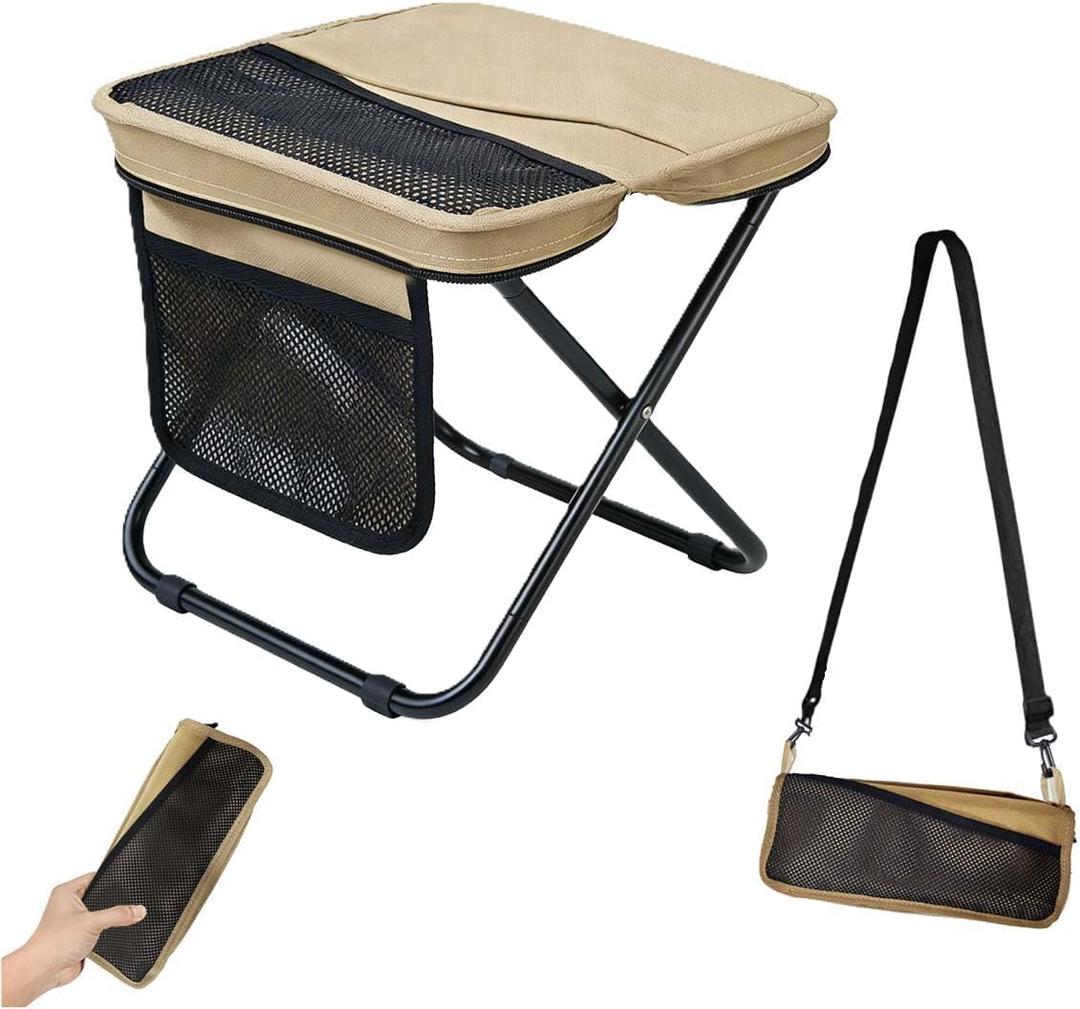 Multi-use Lightweight Camping Stool with Side Pocket, Max 300 lbs Load, Large