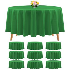 10 Pack Premium Round Tablecloth - 90 Inch Green Polyester Table Cloth - Bulk Washable - Fabric Tablecloths - Table Cover for Wedding, Party, Banquet, Buffet, Holiday Dinner