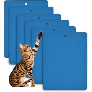 kathson 6 Pcs Cat Nail File Scratcher,Cats Scratch Stickyback Sandpaper Replacement Dog Nail Paw Scratch Pad with Hanging Hole Nail Files Scratching Strips for Pet Manicure Pedicure (Blue,11''x14.9'')