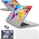 IBENZER Compatible with MacBook air 13 inch Case 2026 2025 2024 2023 2022 M4 A3240 M3 A3113 M2 A2681, HardShellCase w/KeyboardCover ScreenFilm Type-C for Mac air 13.6", Map, KK-MAP+2TC