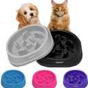 2PCS Anti-Choking Slow Feeder Dog Bowls Small Size Dog, Slow Feeder Cat Bowl, Supplies and Puzzle for Pet (B - Gray & Black)