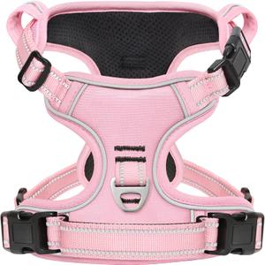 No Pull Dog Harness, No Choke Front Lead Dog Reflective Harness, Adjustable Soft Padded Pet Vest with Easy Control Handle for Dogs, X-Large (Pack of 1) (Normal-Pale Pink)