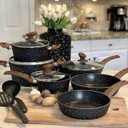 Kitchen Academy Induction Cookware Sets - 12 Piece Cooking Pan Set, Granite Black Nonstick Pots and Pans Set