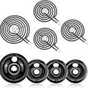 Electric Stove Burner Drip Pans WB31M19(8) WB31M20(6) Electric Stove Top Burner Replacement WB30M1(6") WB30M2(8") Compatible for G-E Hot-point Ken-more General Electric Stove Parts by MIFLUS (Black Drip Pans 1*8in 3*6in and Stove Burner 1*8in 3*6in)