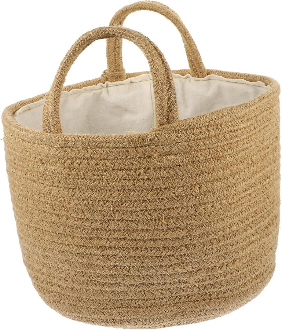 MAGICLULU Woven Storage Basket Rope Lining Decorative and Functional Laundry Basket Two Handles for Home Organization for Clothes Toys and Sundries