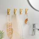 pickpiff Adhesive Wall Hooks for Towels - Sticky Hook Hanging Heavy Duty (13lb), Hanger for Door, Bathroom, Dorm, Closet - for Coats, Purse, Bag, Robe - No Damage to Wall - Gold 10 Pack