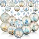 Outus 16 Pcs Summer Beach Ornaments Ball Ocean Beach Decorations for Tree Coastal Nautical Navigation Seashell Hanging Ornaments Xmas Decorations for Home Small Tree Fireplace Holiday Party Favors