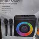 Karaoke Machine with 2 Wireless Rechargeable Microphones: Portable Bluetooth Speaker for Adults & Kids - PA System with Lights Supports TWS/TF Card/USB/AUX for Home Party