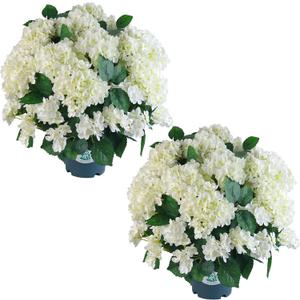 QIANYUN Artificial Topiary for Outdoors -20” Potted Plant Fake Hydrangea Bush-UV Resistant Artificial Outdoor Plants for Front Porch, Garden, Yard, Patio Decor (White)