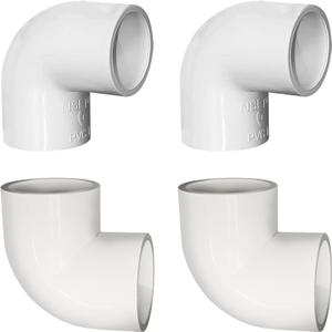 2" PVC 90 Degree Elbow, 2 Way Right Angle PVC Pipe Fitting, 4Pcs Pipe Fitting, Corner Fittings for Sch40 Pipe DIY Frame and DIY Shelf Building Furniture Garden Support Structure