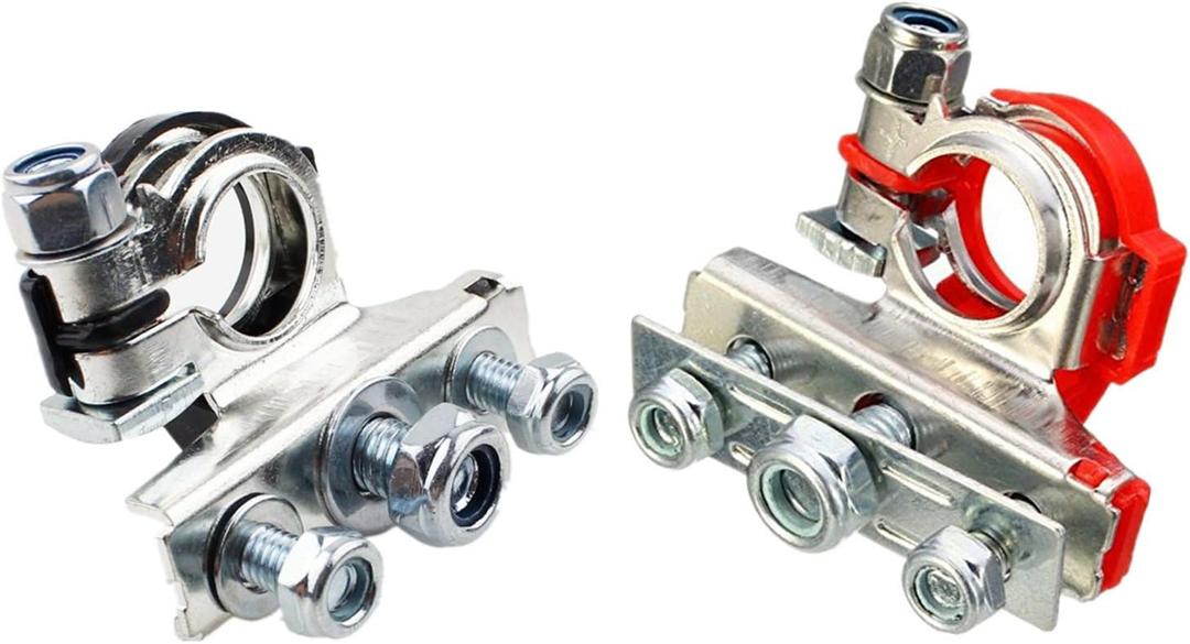 BaiFM Car Top-Post Battery Cable Terminal Positive/Negative Clamp Connector Kit 12V