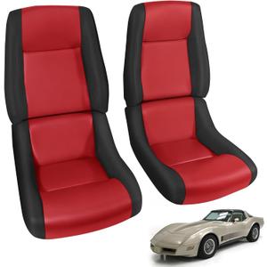 SAPUBK Custom-Fit Front Seat Covers Replace for 1979-1983 Chevy Corvette C3, Driver and Passenger Premium Leather with Composite Soft Foam Lining Seat Cover
