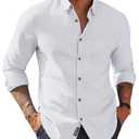 PJ PAUL JONES Men's Oxford Button Down Shirt, Long Sleeve Regular Fit Business Casual Dress Shirts with Chest Pocket White, L