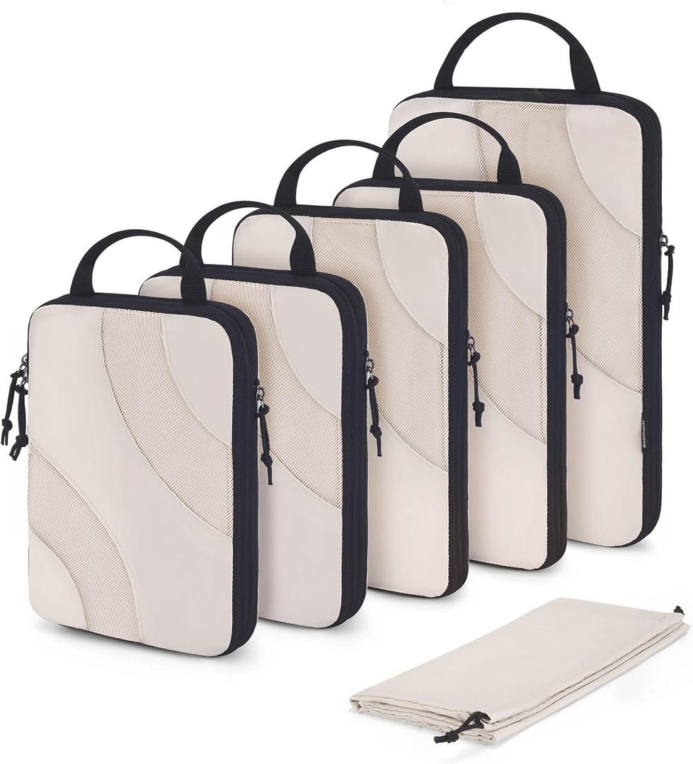 BAGSMART Compression Packing Cubes, 6 Set/4 Set/2 Set Travel Packing Cubes for Carry on Suitcases, Compression Suitcase Organizers Bag Set & Travel Cubes for Luggage, Lightweight Packing Organizers