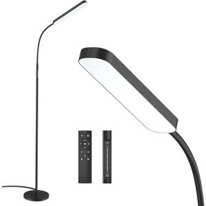 Floor Lamp -WioMio Led Floor Lamp with Remote and Touch Control for Stepless Dimmer & Temperatures, Harmless Light for Eye-caring, Adjustable Gooseneck Standing Lamp for Living Room & Bedroom. (1. Matte Black)