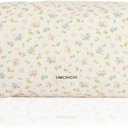 Large Floral Quilted Makeup Bag,Cute Cosmetic Bag for Women and Girls,Travel Coqutee Aesthetic Organized Bag