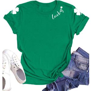 St Patricks Day Shirts for Women Funny Irish Shamrock Tshirts Lucky Clover St Paddy's Gifts Tee Tops