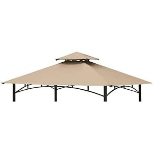 Tanxianzhe Grill Gazebo Replacement Canopy Top Cover 5×8 Double Tiered BBQ Roof ONLY FIT for Gazebo Model L-GG001PST-F (Beige)