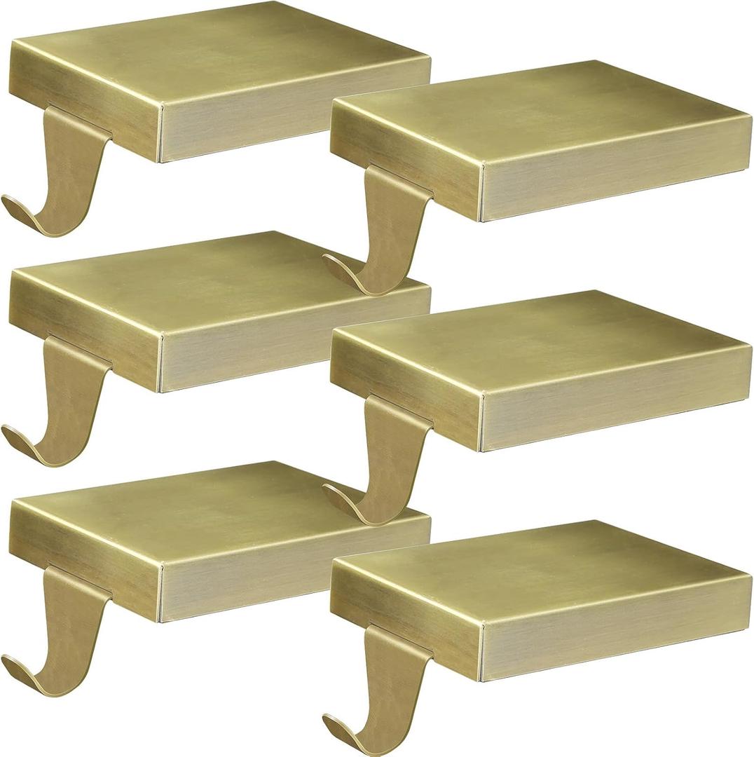 6 Pack Christmas Stocking Holder Bases - Mantel Stocking Hangers Hanging Hooks for Fireplace Stand Holder Weighted Hangers for Xmas Holiday Decoration (Bronze, 6)