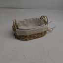 GIB Small Wicker Storage Baskets for Organizing, Decorative Woven Baskets with Handles & Liners, Boho Paper Rope Serving Baskets Trays for Shelves & Gifts, Set of 2 (Beige-Oval)