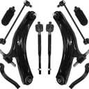 10pcs Suspension Kit Front Left Right Lower Control Arm w/Ball Joint Front Tie Rod Sway Bar End Link Rack and Pinion Boot Assembly Replacement for 2007-2012 NISSAN SENTRA