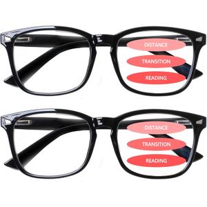 SIGVAN Progressive Multifocal Computer Glasses Women Men Blue Light Blocking Reading Glasses Spring Hinge Readers 2 Black, 1.0 x