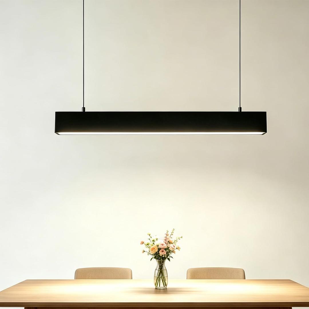 47 Inch Linear Pendant Light, 4000K LED Lighting Fixture, Modern Chandelier Lamp for Office, Conference Room, Kitchen Island, Gym, Dining Room (1 Pack)