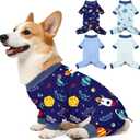 Bienbee Dog Pajamas, 4 PCS Dog Jammies Onesie Pjs Soft Stretchy Doggie Pajamas Dogs Clothes Costume for Small Medium Large Dogs Boy Girl(Rockets and Marine Animals Set)-XL