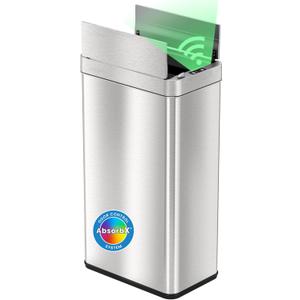iTouchless 68 Liter / 18 Gallon Wings-Open Lid Sensor Kitchen Trash Can with Odor Filter, Dog-Proof Slim Automatic Large Capacity Stainless Steel Garbage Recycling Bin for Home Office Business Garage