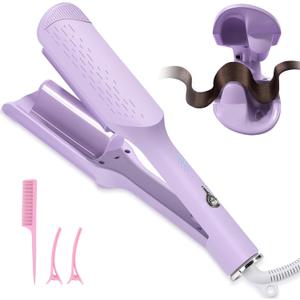 CHIKYO Curling Iron Hair Crimper Waver, 1.25 Inch Rovy Wave Curling Iron with Anti-Scald, Ionic Deep Waver Hair Curling Wand with Ceramic 2 Barrel for Women, 32mm Beach Waver with 30 Min Auto Shut Off