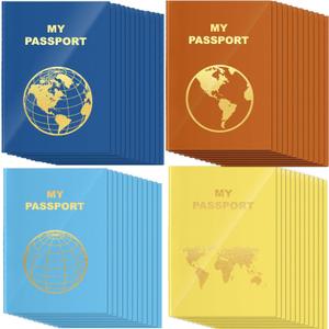 Lincia 48 Pcs Blank Passport Notebook Fake Passport Book Travel Journal Book Bulk Coloring Travel Airplane Activity Decor Projects(Lively Color)