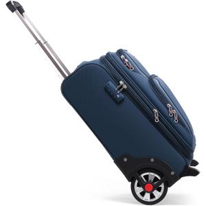 ROPLUS Laduga Softside Expandable Luggage with Large Steel Wheels Carry-On Luggage Suitcase (Blue, 21-Inch)