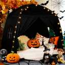 Sumbababy Large Teepee Tent for Kids: with Star Lights - Tent Indoor Kids Teepee Tent for Boys & Girls - Kids Play Tent Inside Canopy Bed for Playroom Gift Toys (All-Black)