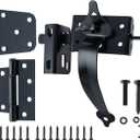 WellMade Heavy Duty Self-Locking Gate Latch Kit for Wooden/Vinyl Fence - 3.5" Spring Gate Hinge, 9" Handle & Thumb Latch, Automatic Locking, Outdoor Gate Hardware