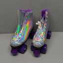 Roller Skates for Women, Holographic High Top PU Leather Rollerskates, Shiny Double-Row Four Wheels Skates Patines for Women Men Boys and Girls and Age 8-50 Indoor Outdoor (37)