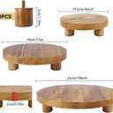 Wooden Plant Stands,Wood Risers Indoor Outdoor for Decor,Wooden Stool Display Stand for Home Table Bathroom Kitchen,Round Brown,3PCS