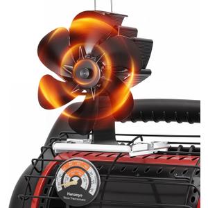 Wood Stove Fan Compatible for Buddy Heater, Heat Powered Stove Fan with Bracket for Heaters, Thermal Fireplace Fan Non Electric for Camping/Picnics/Pellet/Wood Burning Stove