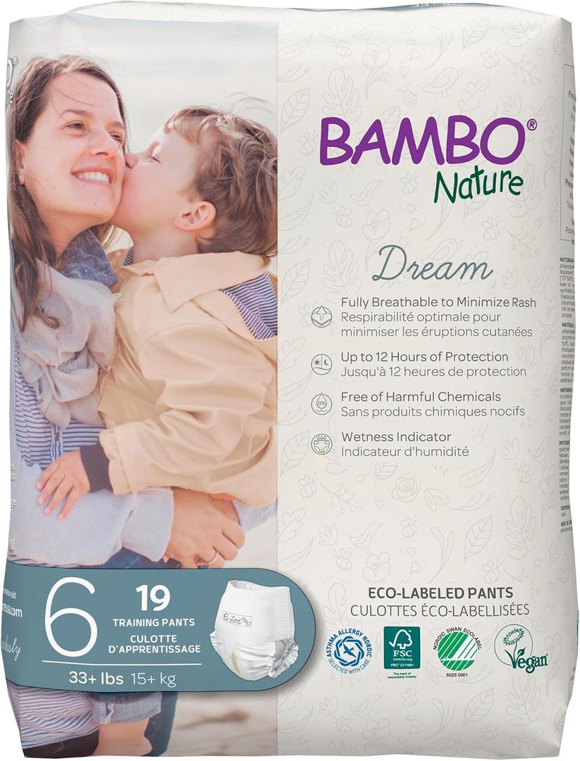 Bambo Nature Hypoallergenic Training Pants, EcoLabeled Training Pants, Totally ChlorineFree  Size 6 (19 Count)